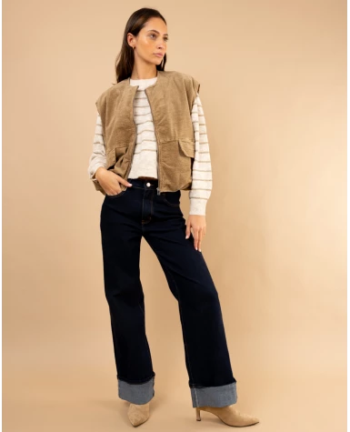 Veste sans manches côtelé