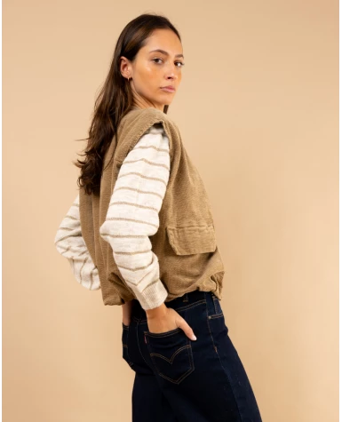 Veste sans manches côtelé