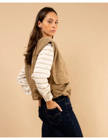 Veste sans manches côtelé