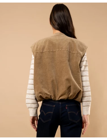 Veste sans manches côtelé