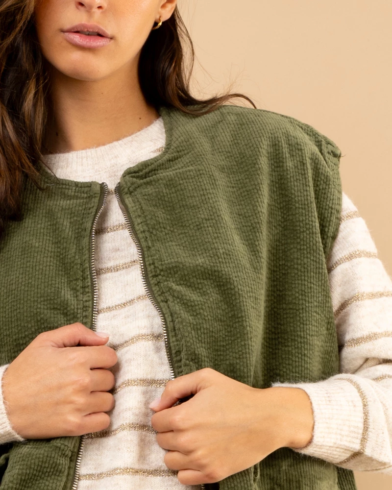 Veste sans manches côtelé