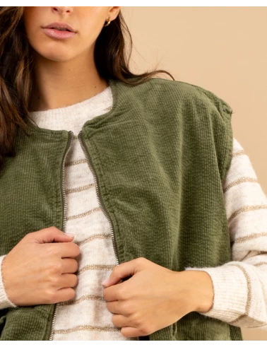 Veste sans manches côtelé