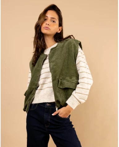 Veste sans manches côtelé