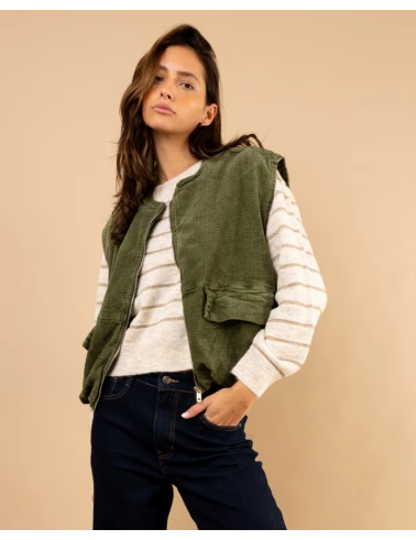 Veste sans manches côtelé