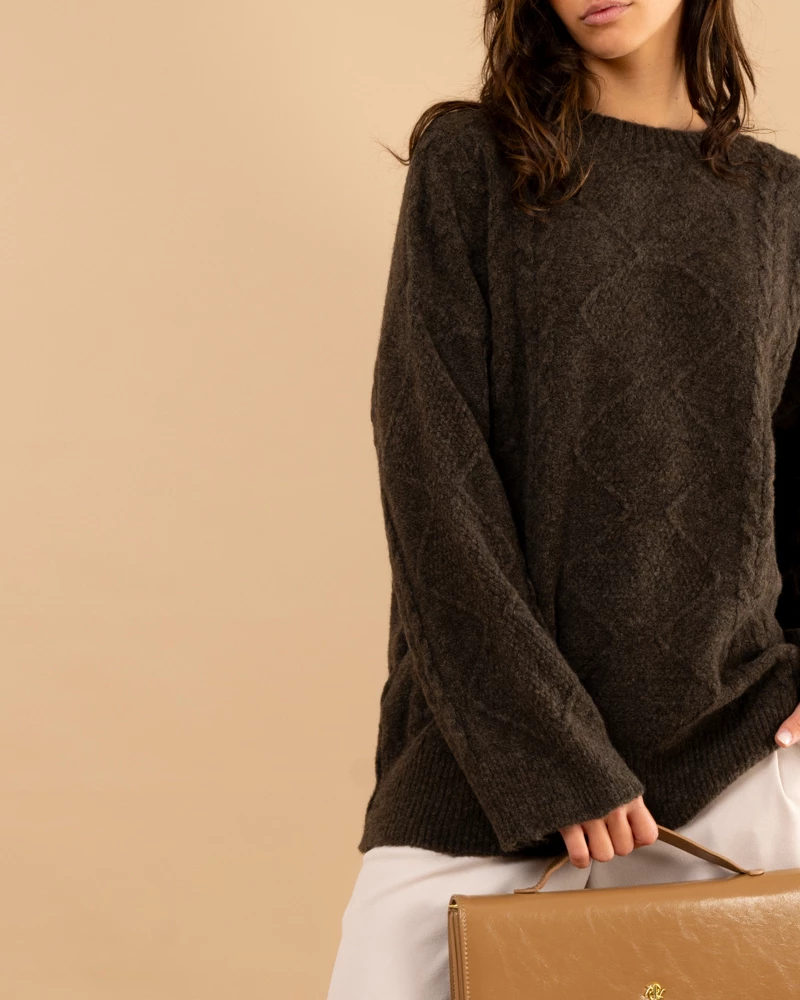 Pull tresse laine