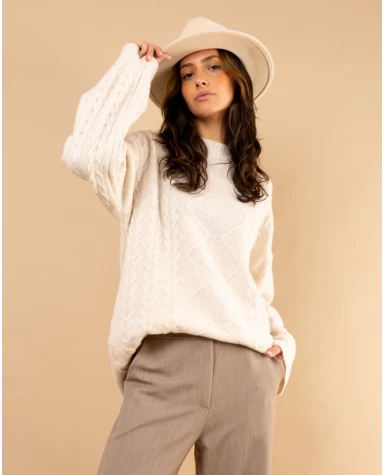 Pull tresse laine