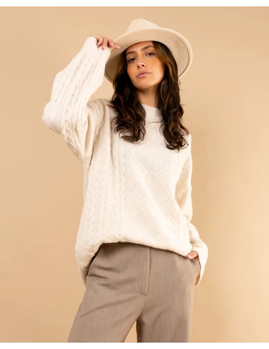 Pull tresse laine