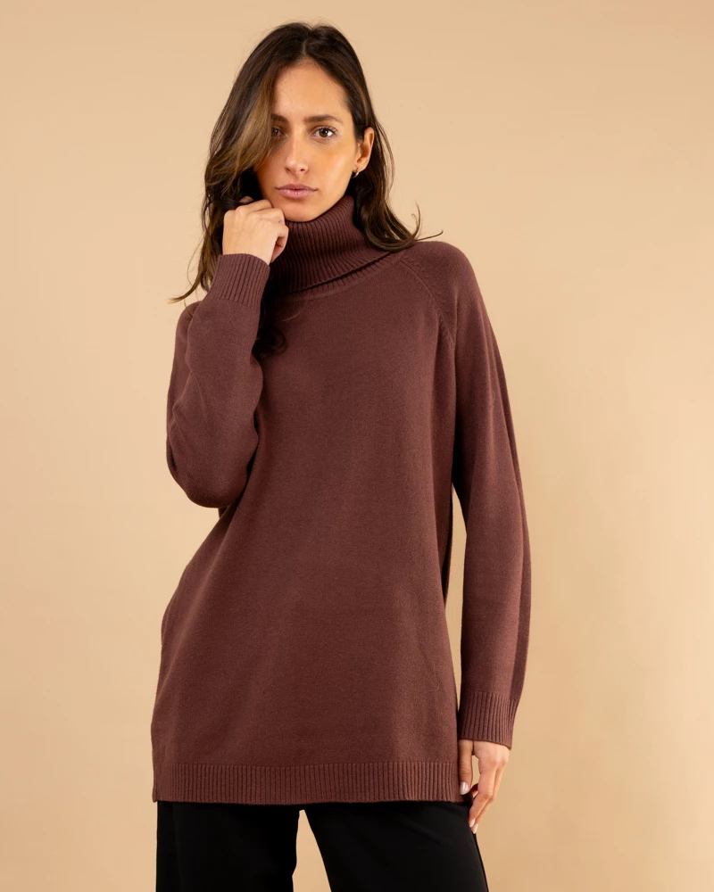 Pull large col roulé