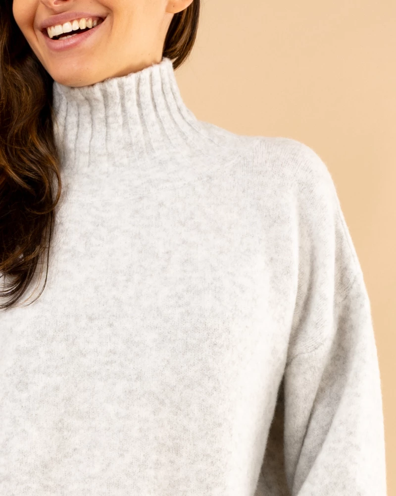 Pull col haut laine