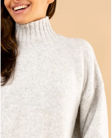 Pull col haut laine