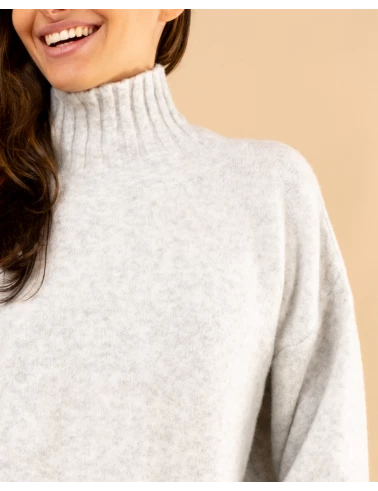 Pull col haut laine