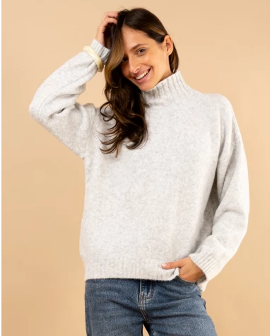 Pull col haut laine