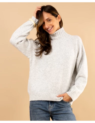 Pull col haut laine