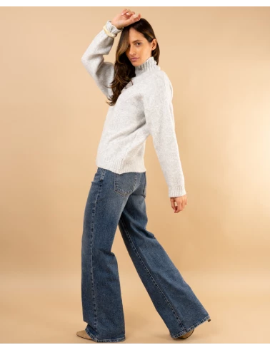 Pull col haut laine