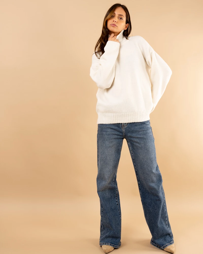 Pull col haut laine