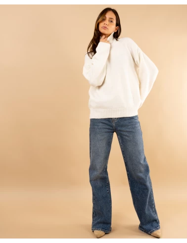 Pull col haut laine