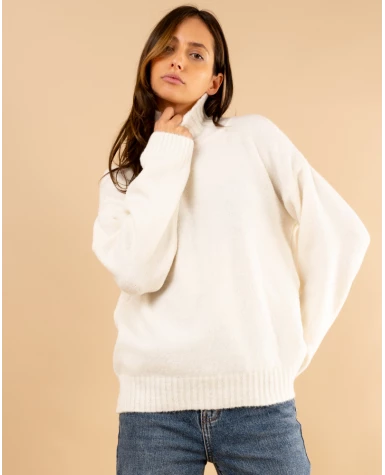 Pull col haut laine