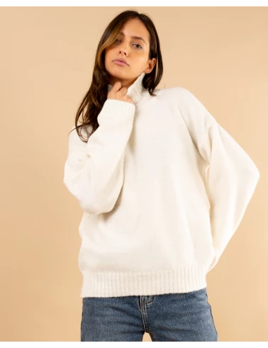 Pull col haut laine