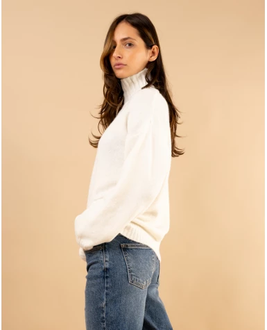 Pull col haut laine