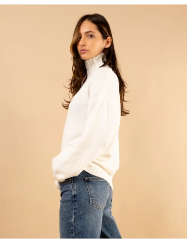 Pull col haut laine