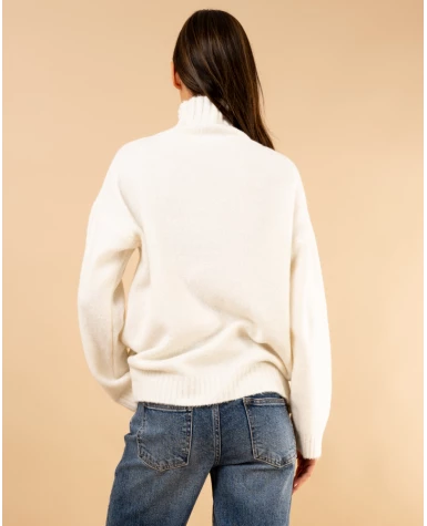 Pull col haut laine