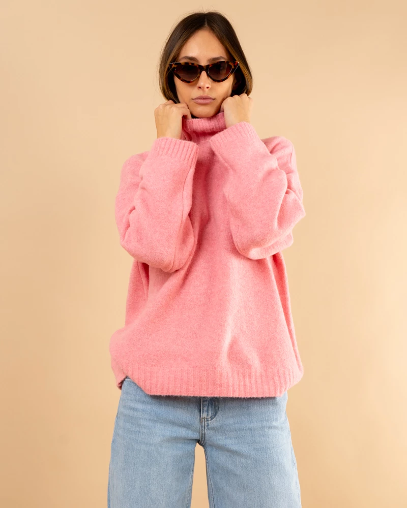 Pull col haut laine