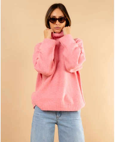 Pull col haut laine