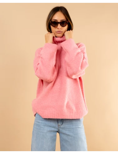 Pull col haut laine