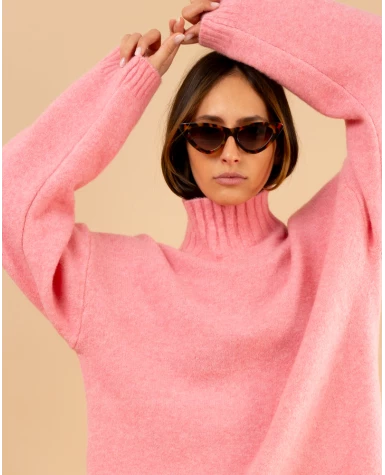 Pull col haut laine