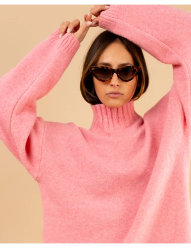 Pull col haut laine