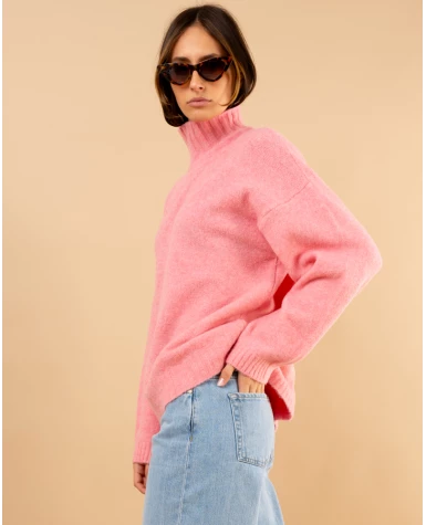 Pull col haut laine