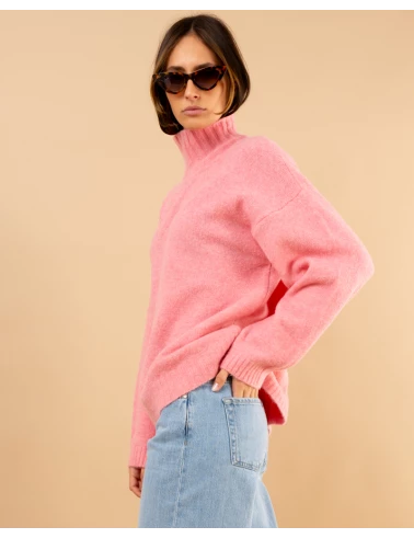 Pull col haut laine