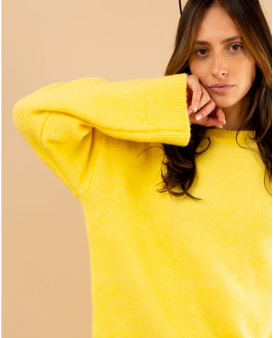 Pull col rond laine
