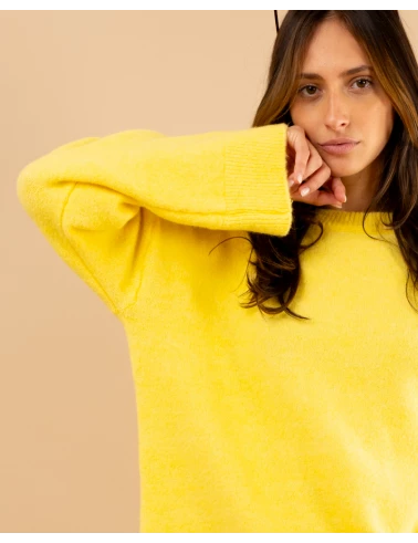 Pull col rond laine