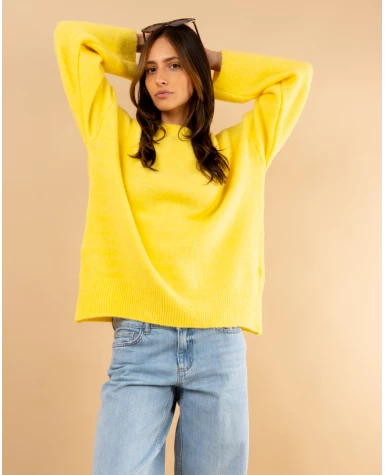 Pull col rond laine