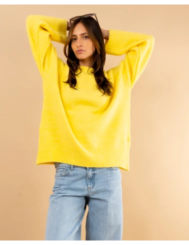Pull col rond laine