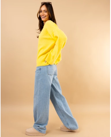 Pull col rond laine