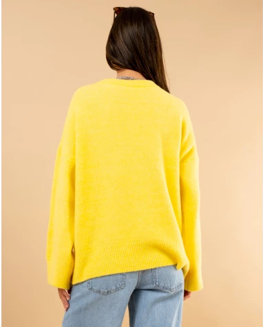 Pull col rond laine