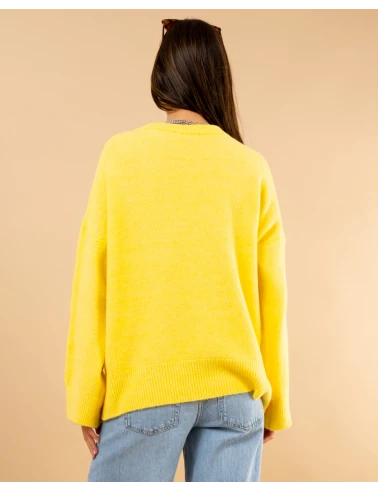 Pull col rond laine