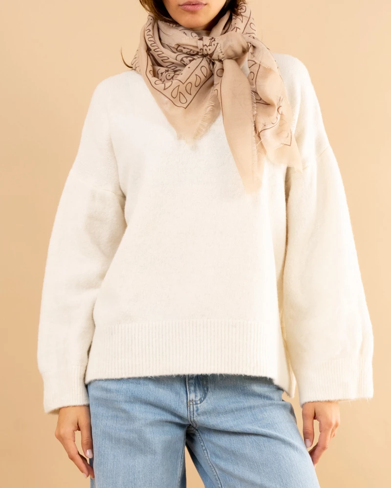 Pull col rond laine