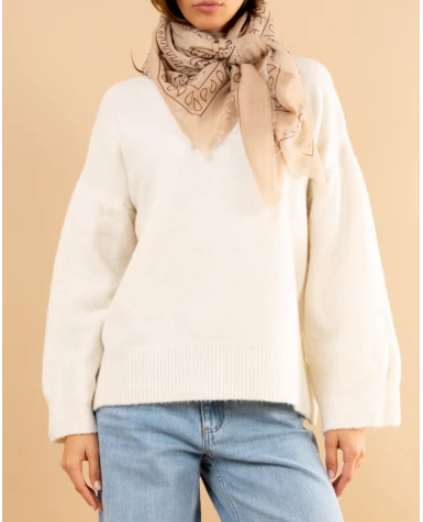Pull col rond laine