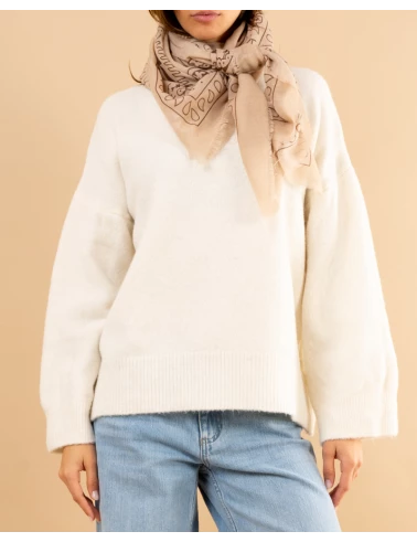 Pull col rond laine