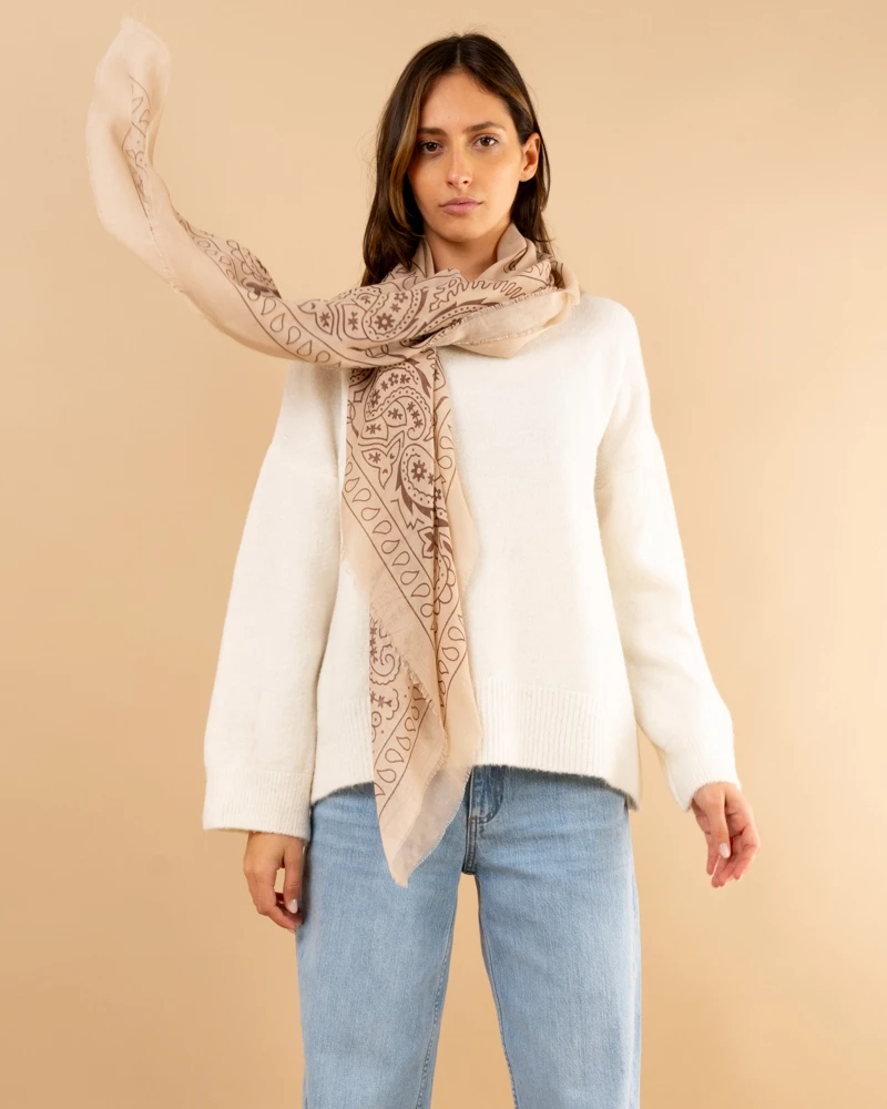 Pull col rond laine