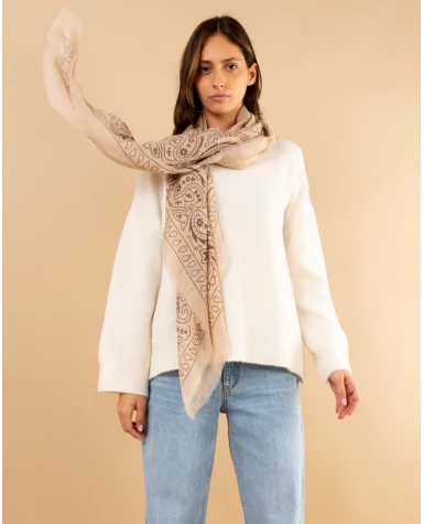 Pull col rond laine