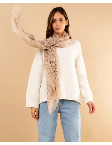 Pull col rond laine