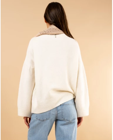 Pull col rond laine