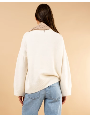 Pull col rond laine