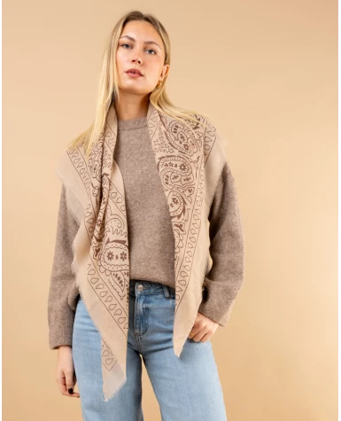 Pull col rond laine