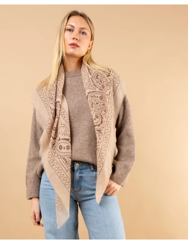 Pull col rond laine