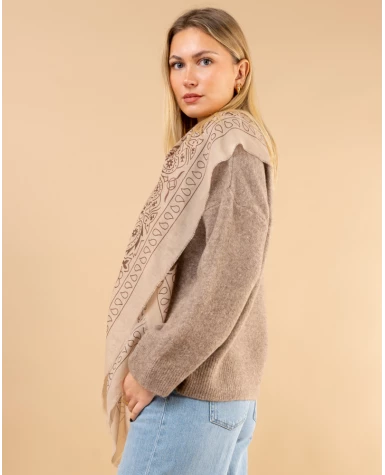 Pull col rond laine
